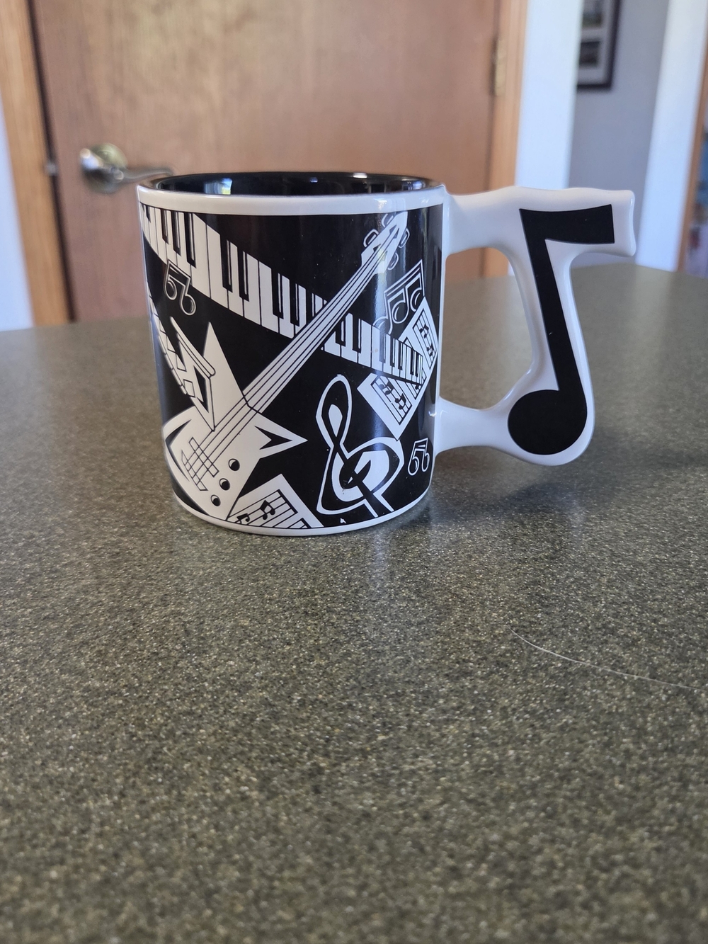RUSS VTG Music Themed Ceramic Coffee Mug - Black and White